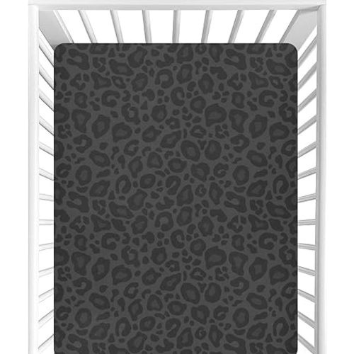 CaTaKu Baby Crib Sheets Dark Animal Cheetah Print Mini Crib Sheets Fitted for Girls Boys,Neutral Soft Toddler Mattress Bed Sheets for Crib,27"x 39"