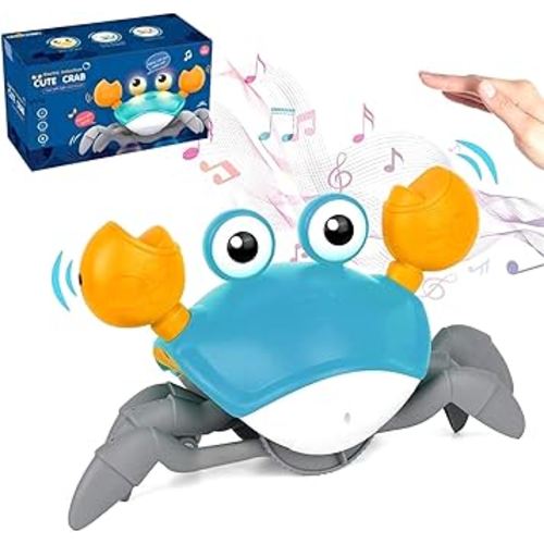 Crawling Crab Toy, Baby Tummy Time Interactive Toys - Dancing Crab Toys with Music Sounds & Lights, Infant Sensory Toy for Boys Girls 3-6 6-12