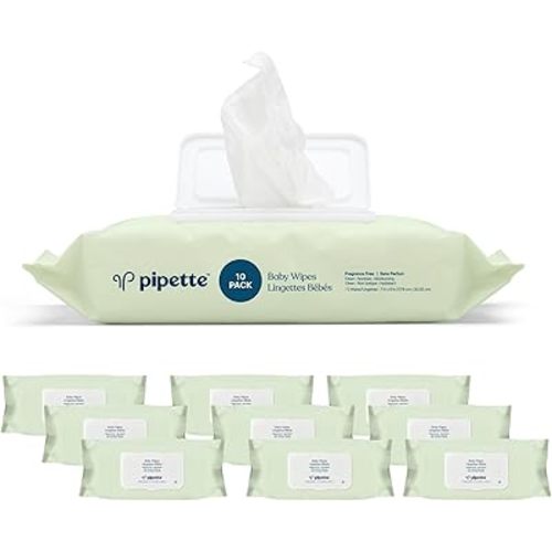 Pipette Baby Wipes | Natural Plant-Derived Fibers | Unscented, Water-Based & Alcohol-Free for Sensitive Skin | Newborn Essentials | 720 Count
