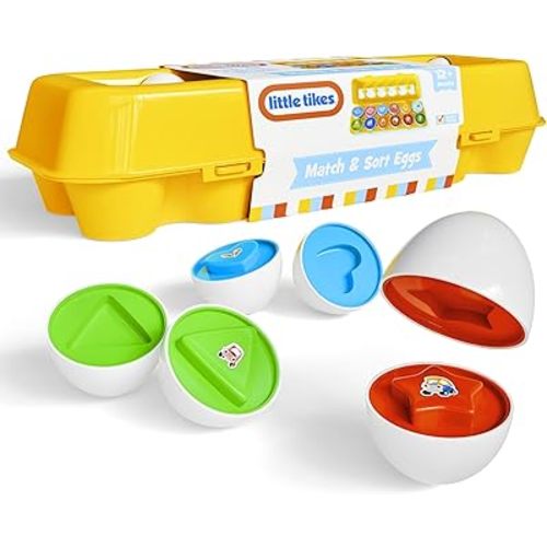 Lollipop Little Tikes Matching Egg Toy, Matching Egg 12pcs, Shape and Color Learning, Educational Puzzle Toy for Kids, Sensory Montessori Toys Great Easter Gift for Toddler