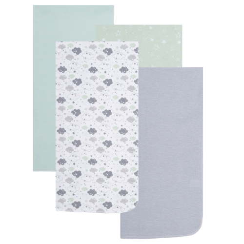 EVERYDAY KIDS 4 Pack Flannel Receiving Baby Blanket Set - Clouds/Stars