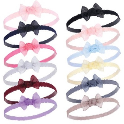 Hudson Baby Infant Girl Headbands 12pk, Navy, 0-24 Months