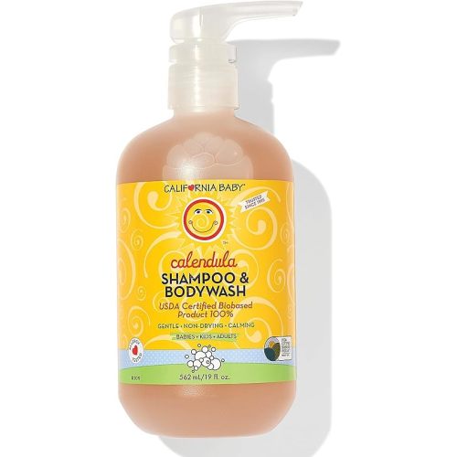 California Baby Calendula Shampoo and Body Wash | 100% Plant-Based (USDA Certified) | Allergy Friendly | Soothing Baby Soap and Toddler Shampoo for Dry, Sensitive Skin | 562 mL / 19 fl. oz.