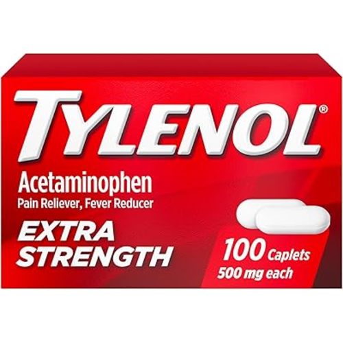 Tylenol Extra Strength 500 mg Acetaminophen Caplets, Pain Reliever & Fever Reducer, Acetaminophen for Minor Arthritis Pain, Headache, Backache & Toothache, Value Size, 100 Ct