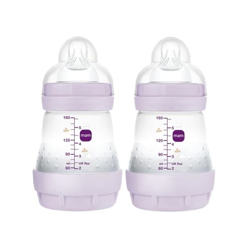 MAM Newborn Baby Essentials Gift Set with 5oz & 9oz Anti-Colic Bottles, Slow & Medium Flow Nipples, 3 Pacifiers for 0-6 Month Old Babies, Girl