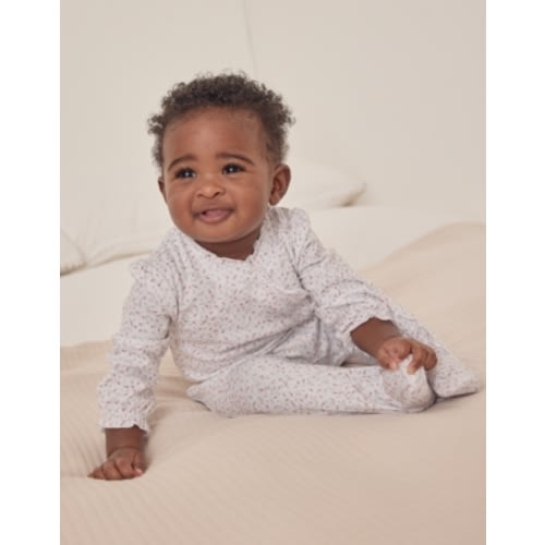 Organic Cotton Spring Berries Frill Wrap Sleepsuit (0–9mths)