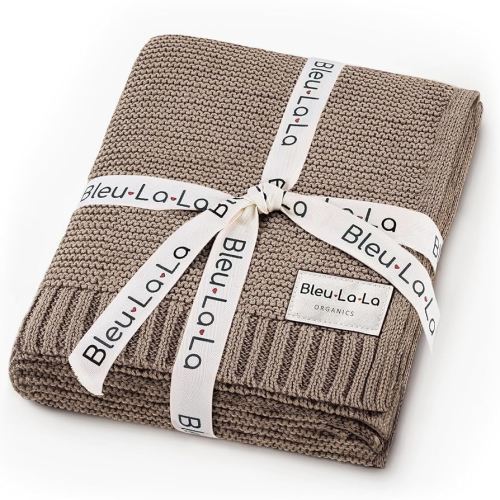 Heritage Knit Organic Cotton Baby Swaddle Blanket - 100% Luxury Organic Cotton Knit Receiving Blanket - Soft Warm Unisex Crib Blankets for Newborns Infants Boys & Girls (0-2Yrs - Milk Chocolate)