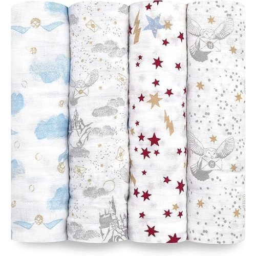 aden + anais Boutique Muslin Swaddle Blanket,4 Pack - Harry Potter