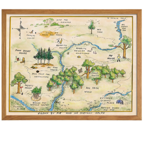 Winnie Pooh Nursery Decor - LARGE 11X14 - Toddler Baby Room Wall Art - Little Boys Bedroom Decor - Baby Shower Decorations - Vintage Hundred Acre Wood - Kids Wall Art - Girls Room Decor