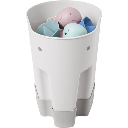 Ellie Bath Toy Storage Scoop | Baby & Toddler Bath Toy Drying Caddy with Drip Tray - Taupe
