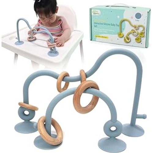 Gogzy - Parent-Child Interactive Silicone Baby Toy Set - Suction Cups Education Teething Toys for Infant Toddler Ages 6M+, BPA Free (Blue)