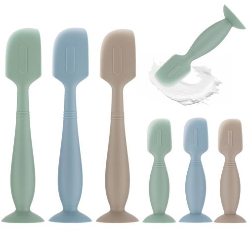6Pack Baby Diaper Cream Spatula - Soft Silicone Diaper Cream Applicator, Butt Paste Spatula for Newborn Baby, 3xLarge Size, 3xSmall Size (Green/Khaki/Blue)