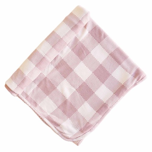 Big Check Waffle Bamboo Oversized Swaddle Blanket | Rosy