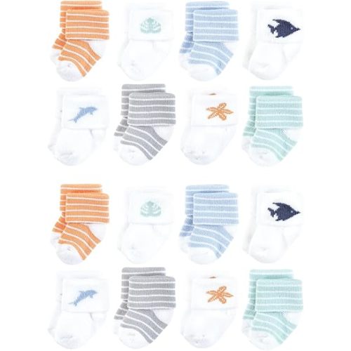 Hudson Baby Unisex Cotton Rich Baby Terry Socks 16-Pack