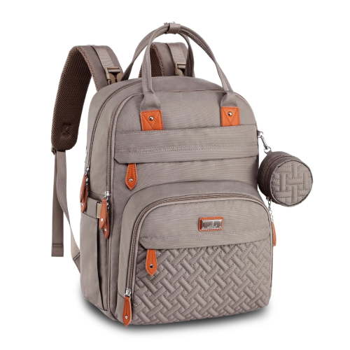 BabbleRoo Diaper Bag Backpack with Changing Pad & Stroller Straps, Khaki, 1 pc