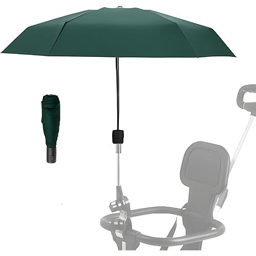 Adjustable Steering Angle, Clip-On All-Round Protection, Convenient and Lightweight, for Sun Protection Lightweight, Easy to Install, Stroller Umbrella, Baby Umbrella Stroller Accessory. (Green)