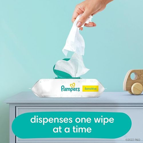 Pampers Sensitive Baby Wipes, Water Based, Hypoallergenic and Unscented, 6 Flip-Top Packs (504 Wipes Total) - White - 504 Count