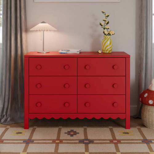 daVinci Sammy Scallop 6-Drawer Dresser in Strawberry Red