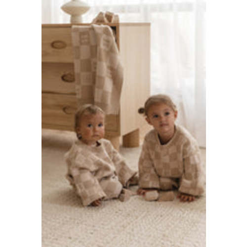The Initial Check Knit Set | Almond & Oatmeal – Mini Motif
