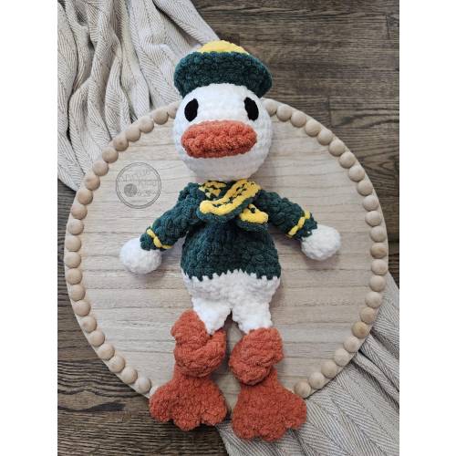 Green and Yellow Duck Lovey - Crochet Snuggle Buddy
