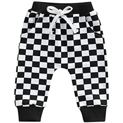 Toddler Baby Boy Girl Checkerboard Plaid Pants Elastic Waist Casual Trousers Spring Summer Fall Winter Long Pants