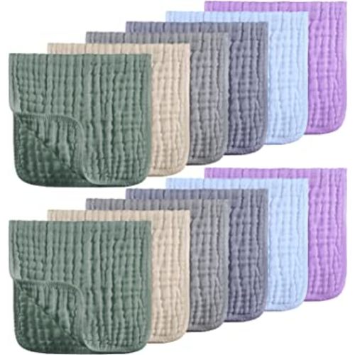 Looxii Muslin Burp Cloths 100% Cotton Muslin Cloths 12 Pack Large 20''x10'' Extra Soft and Absorbent Baby Burping Cloth for Boys and Girls (Multicolor)