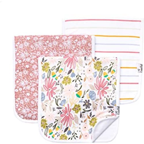Copper Pearl Premium Baby Burp Cloths - 3-Pack Large Cotton Burp Cloths, Extra Soft Spit Up Rags with 3 Absorbent Layers, Perfect for Baby Boy and Baby Girl Gifts (21" x 10" Size, Olive Set)