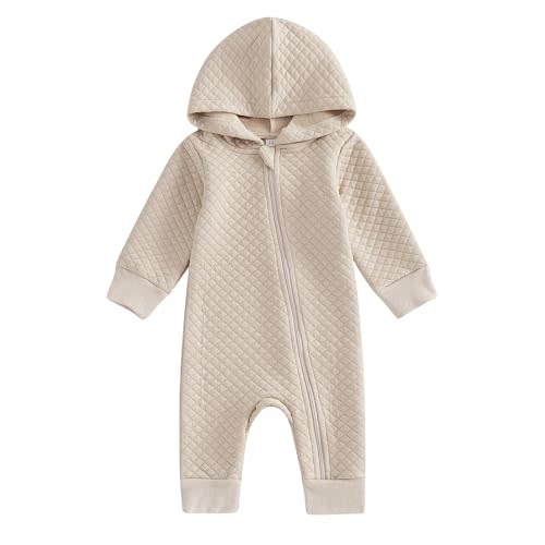 BemeyourBBs Newborn Baby Boy Girl Fall Winter Clothes Zipper Hooded Romper Cute Long Sleeve Jumpsuit Warm One Piece Outfit