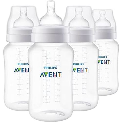 Philips AVENT Anti-Colic Baby Bottles, 11oz, 4pk, Clear, SCY106/04