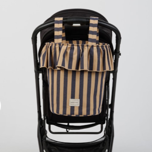 Basket Stripes - Navy + Caramel - Minicoton