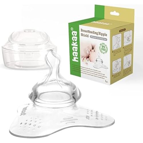 haakaa Nipple Shield Orthodontic Teat for Cracked Flat Inverted Nipple and Latch On Difficulties to Help Mums Continue Breastfeeding (Triangle Base, 1pk)