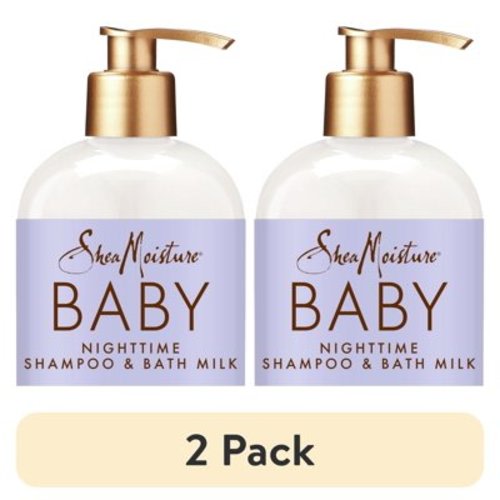 (2 pack) SheaMoisture Baby Nighttime Shampoo & Bath Milk Manuka Honey & Lavender All Hair, 13 oz