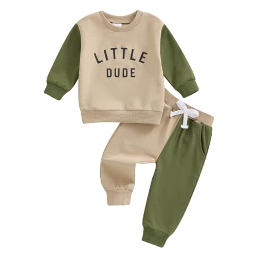 Toddler Baby Boy Fall Winter Clothes Mamas Little Boy Outfit Letter Long Sleeve Sweatshirts and Jogger Pants Set