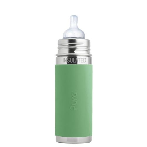 Pura Kiki 7oz Stainless Steel Insulated Infant Bottle – Includes Silicone Medium-Flow Nipple & Sleeve – Anti-Colic, Plastic-Free, MadeSafe Certified