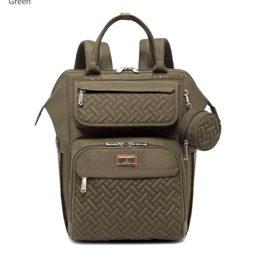 BabbleRoo Diaper Bag Backpack, Multifunction Nappy Changing Bag with Changing Pad, Stroller Straps & Pacifier Case, Unisex Stylish Travel Back Pack for Moms & Dads - Army Green
