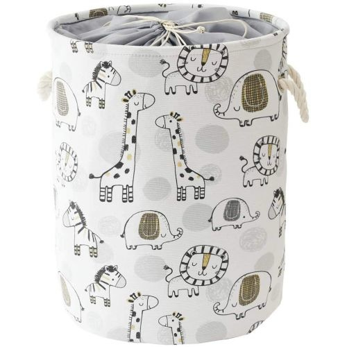 INough Baby Laundry Basket Baby Hamper Kids Laundry Basket, Toy Baskets Nursery Hamper for Boys, Kids Storage Basket Safari Nursery Decor Baby Clothes Hamper with Drawstring Closure(Giraffe)