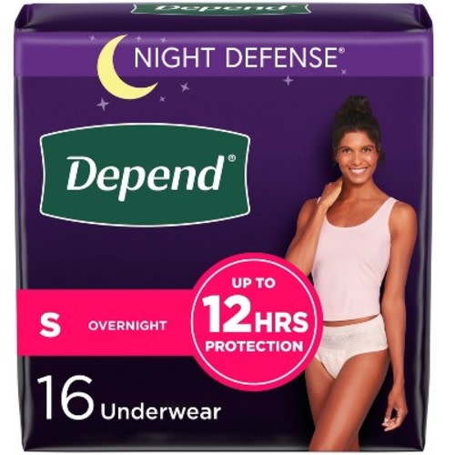 Depend Night Defense Adult Incontinence Underwear For Women - Overnight Absorbency - Blush