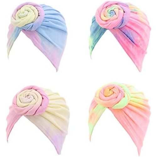 Qhome Girls Cotton Beanie Flower Slouch Cap Hospital Hat Kids Headwarp Turban Hair Accessories