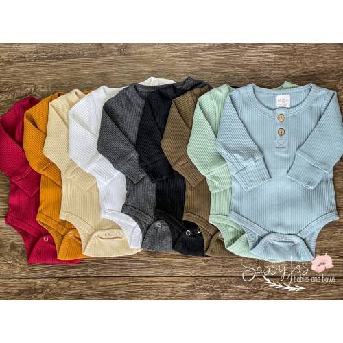 Gender Neutral Baby Clothes, Ribbed Baby Clothing, Henley Bodysuit Romper, Neutral Baby Gift, Newborn Baby Clothes, Neutral Baby Clothes