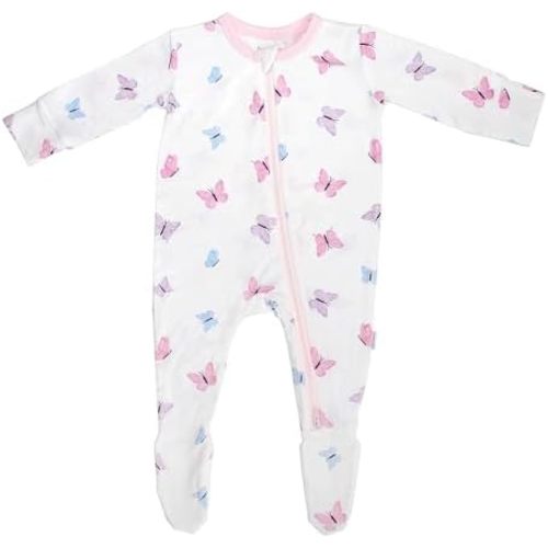 Bamboo Little Soft Baby Footie Pajamas, Baby Clothes, Newborn Sleepers, 95% Viscose and 5% Spandex, 0-24 Months