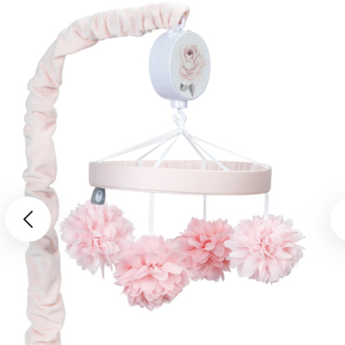 Lambs & Ivy Signature Botanical Baby Pink Floral Musical Baby Crib Mobile