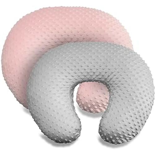 Vextronic Minky Nursing Pillow Cover 2 Pack Nursing Pillow Slipcovers for Breastfeeding Moms, Ultra-Soft Fit Standard Infant Nursing Pillows & Positioners for Baby Boy Girl