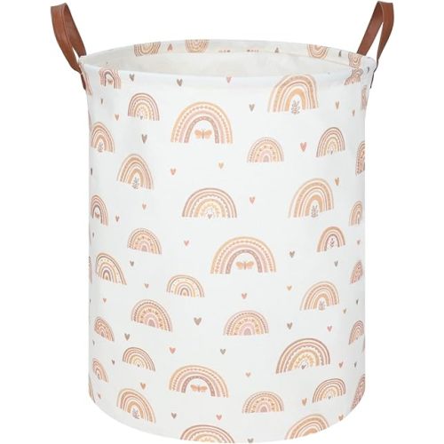 Boho Rainbow Laundry Hamper,Girls Laundry Hamper,Waterproof foldable canvas laundry basket,Baby Nursery Hamper,Gift Basket,Room Decor(Rainbow)