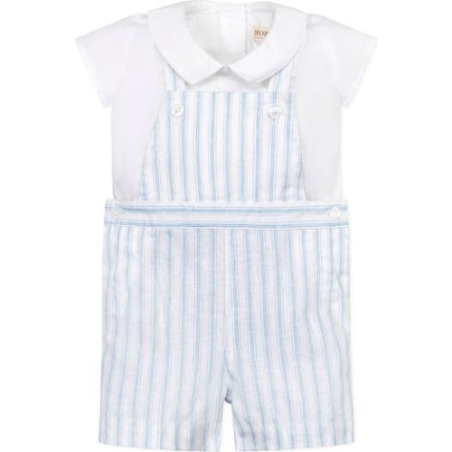 Layette Baby Boy Linen Shortie Overall and Top 2-Piece Set, Infant, 3-6M