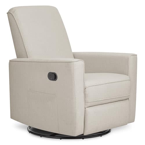 Evolur Raleigh Glider in Light Sand, Upholstered Plush Seating 360° Swivel Glider Rocking Chair, FSC Certified, Greenguard Gold & JPMA Certified Nursery Glider Recliner