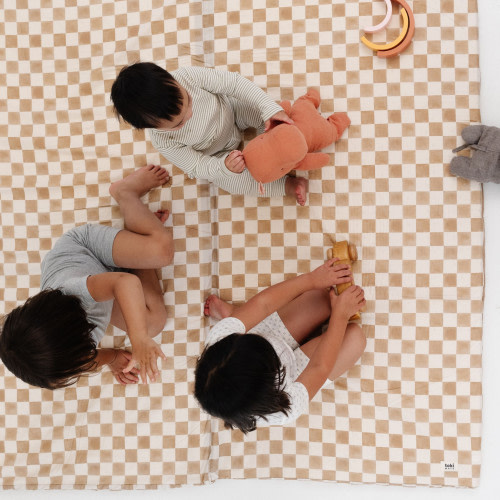 Toki Mats Mega Organic Cotton Play Mat - Checker Toffee