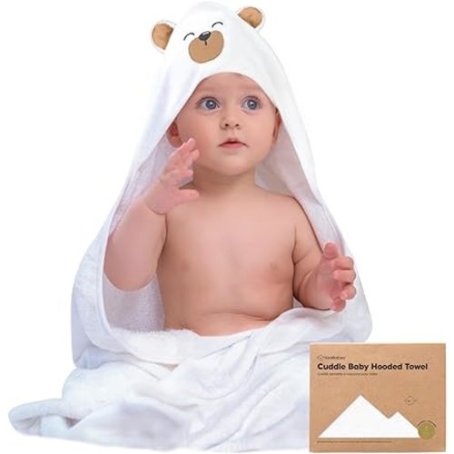 KeaBabies Baby Hooded Towel - Bamboo Baby Towel Organic Bamboo Towel - Infant Towels - Large Bamboo Hooded Towel - Baby Bath Towel with Hood for Girls, Babies, Newborn Boys, Toddler (Grizzly) - Regular