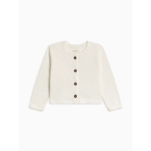 Clara Pointelle Button Down Cardigan, Coconut