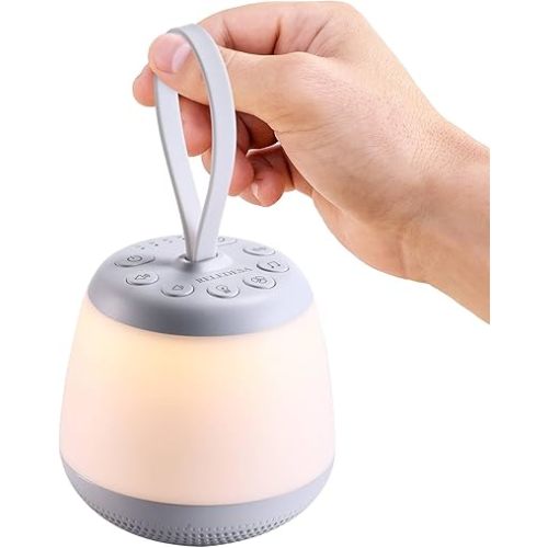 Upgraded Travel White Noise Sound Machine with Night Light, Portable White Noise Machine with 21 Soothing Sounds, Timer and Memory Function, Sleep Sound Machine for Home Office Yoga Meditation Relax