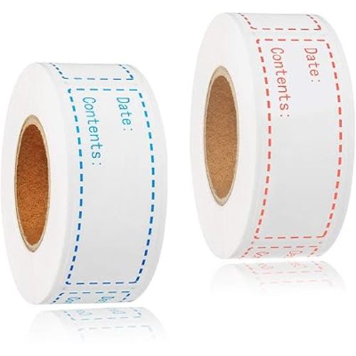 Yoget 300pcs Removable Freezer Labels, 1 x 3 Inch Food Storage Stickers, 2 Color Food Labels Roll, Refrigerator Freezer Paper Label Easy Clean Leaves No Residue